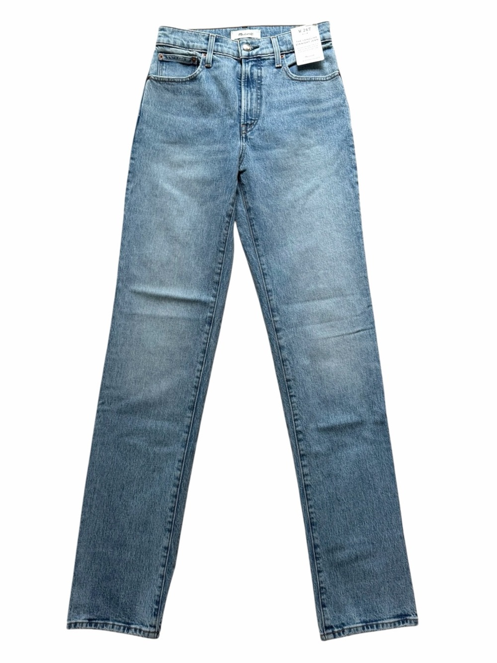 Madewell Women’s The Longline Straight Leg Jeans 26T Blue High Rise Denim NWT